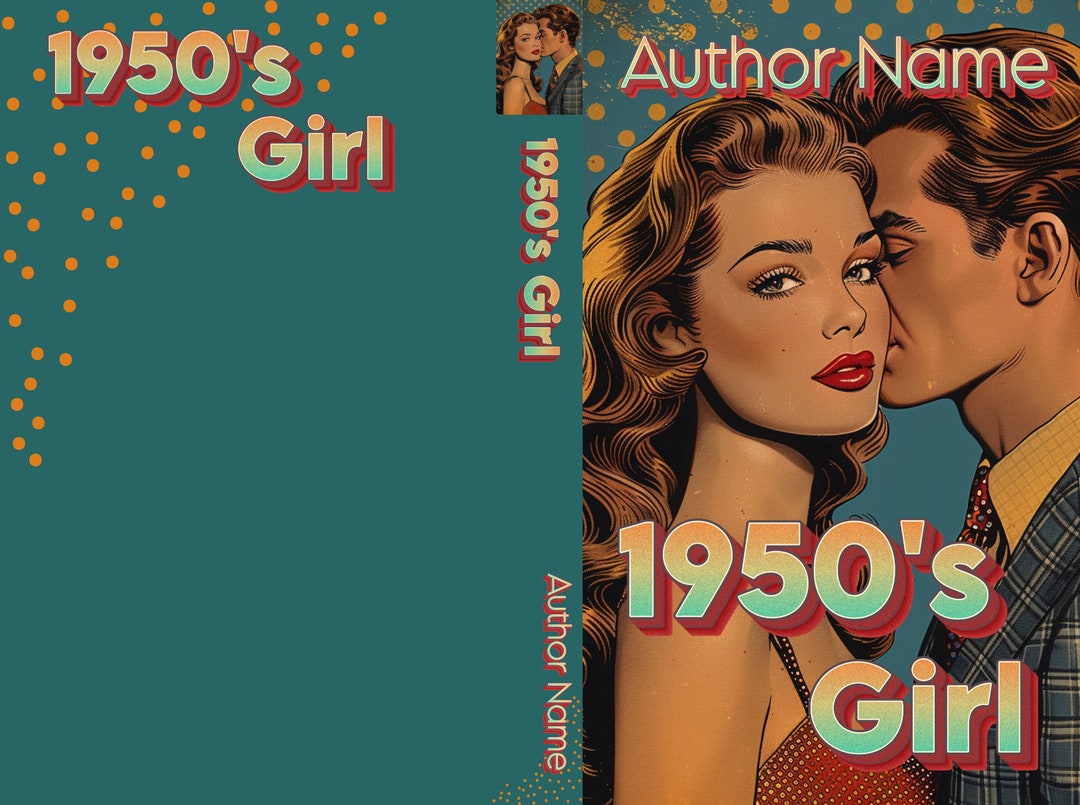 Premade Book Cover Full Paperback Book Cover Romance Couple Retro 1950