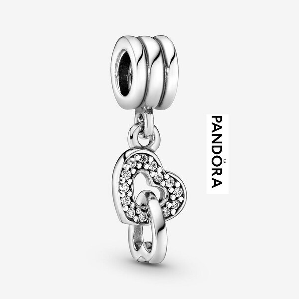 Pandora Silver Interlocking Hearts Dangle Charm Handcrafted Elegance Popular Women's Dangle Charms, Customized to Perfection, Must-Have UK