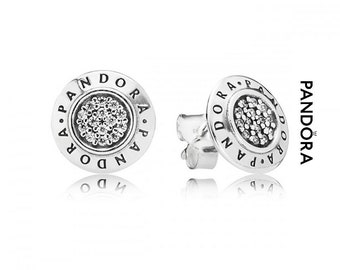 Pandora Sterling Silver Round Logo Stud Earrings Cute Elevate Daily Looks with ALE S925 Logo Engraved Earrings Authentic and Affordable Item