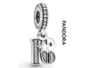 Pandora Sterling Silver Dangle Charm 16th Celebration Women's Bracelet Charms for 2024 Ideal UK Anniversary Jewelry Present, Trending Now