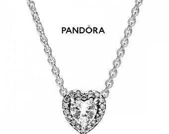 Pandora Elevated Silver Heart Necklace Trending Heart Pendant from Timeless Elegance Collection  A Symbol to Cherish for Years, 45cm Chain