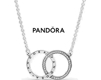 Pandora Entwined Silver Circles Necklace Elegant Collier Necklace: Entwined Circles Design, 45cm Chain  Affordable Women's Jewellery In UK