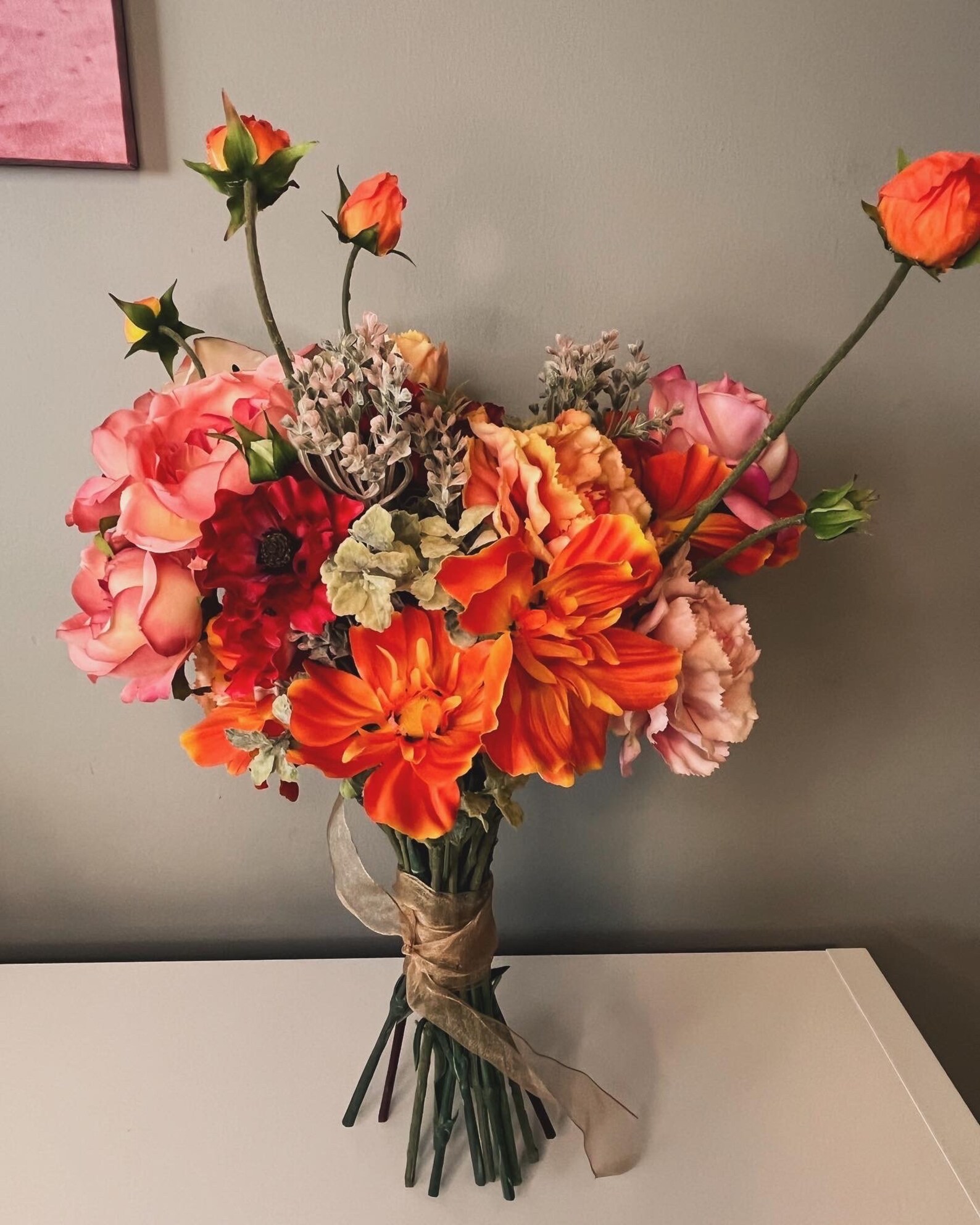 Selena Artificial Bouquet- True Touch Carnation Stem, True Touch Roses ...