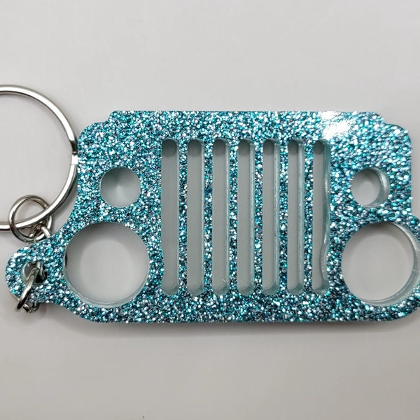 Custom Glitter Jeep Keychains