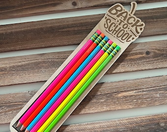 Set of 6 Neon Ticonderoga Pencils with Personalization, Back to School, Kids School Supplies