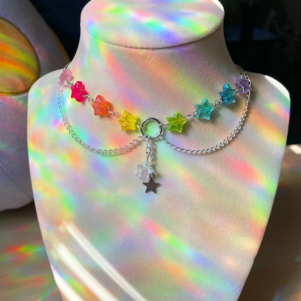 Rainbow Star Necklace, Rave Jewelry and accessories