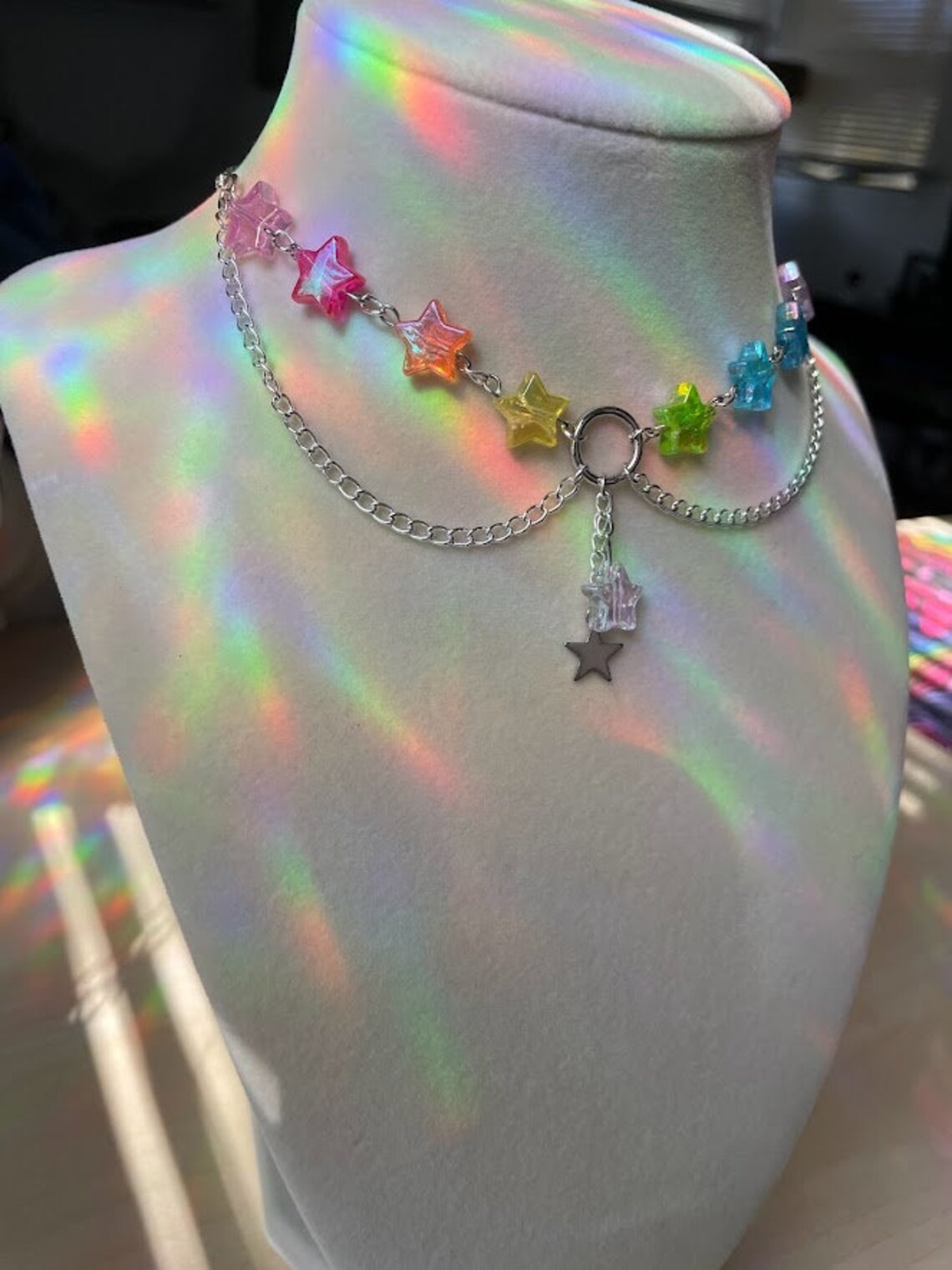 Rainbow Star Necklace, Rave Jewelry and Accessories - Etsy