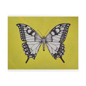 Butterfly Wall Art, Nature Decor, Aesthetic Poster, Yellow Butterfly Print, Vintage Style Artwork