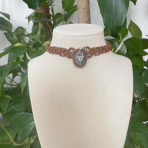 Macrame Choker with Crystal, hippie jewelry, boho, fairy