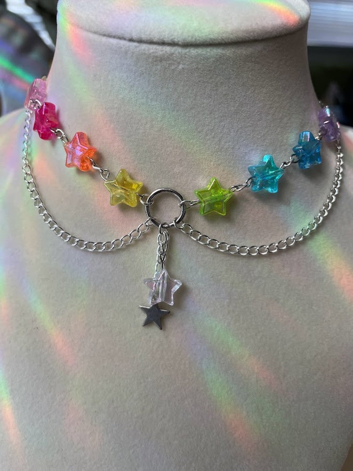Rainbow Star Necklace, Rave Jewelry and Accessories - Etsy