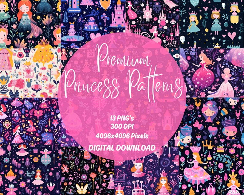 Premium Princess Seamless Patterns Bundle High-resolution Commercial ...