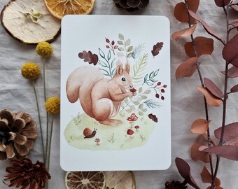 Squirrel Card | A6 | Festive Art | Illustrated Greeting Card | Best Wishes | Happy Birthday