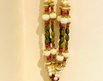Indian Jewelled Wedding Garland - Style 1 - Red / Green