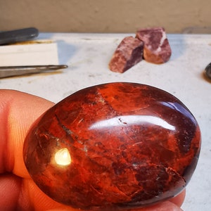 part polished Scottish orange&red jasper pebble