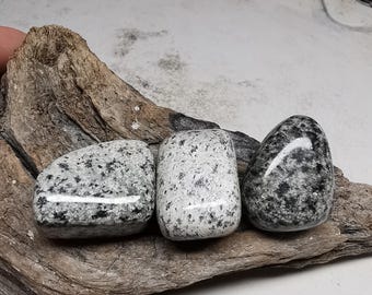 Ailsa Craig microgranite angular "pebble" pocket stone 1 left