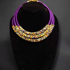Handmade Colorful African Zulu Necklace - 4 Layer Beaded Statement Necklace - Ethnic Jewelry for African American Women - Heritage Gift