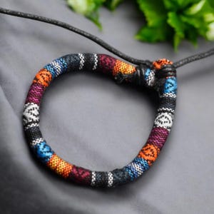 Handmade African Bracelet for Men - Beaded Tribal Jewelry - Adjustable Ethnic Heritage Gift for African American Men