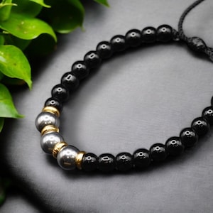 Handmade African Bracelet for Men - Beaded Tribal Jewelry - Adjustable Ethnic Heritage Gift for African American Men