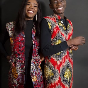 Colorful Kente Print Vest – Versatile African Ankara Waistcoat for Men and Women