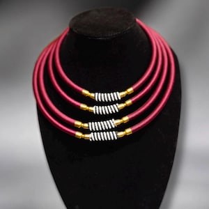 Handmade Colorful African Zulu Necklace - 4 Layer Beaded Statement Necklace - Ethnic Jewelry for African American Women - Heritage Gift