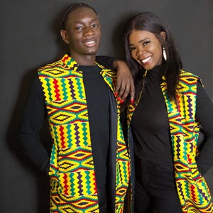 Colorful Kente Print Vest – Versatile African Ankara Waistcoat for Men and Women
