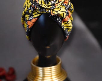 African Headwrap Turban - Kente Ankara Prints for Women - Natural Hair Wrap, Cultural Stylish Headwrap, African Heritage Fashion