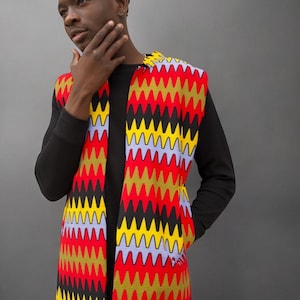 Colorful Kente Print Vest – Versatile African Ankara Waistcoat for Men and Women