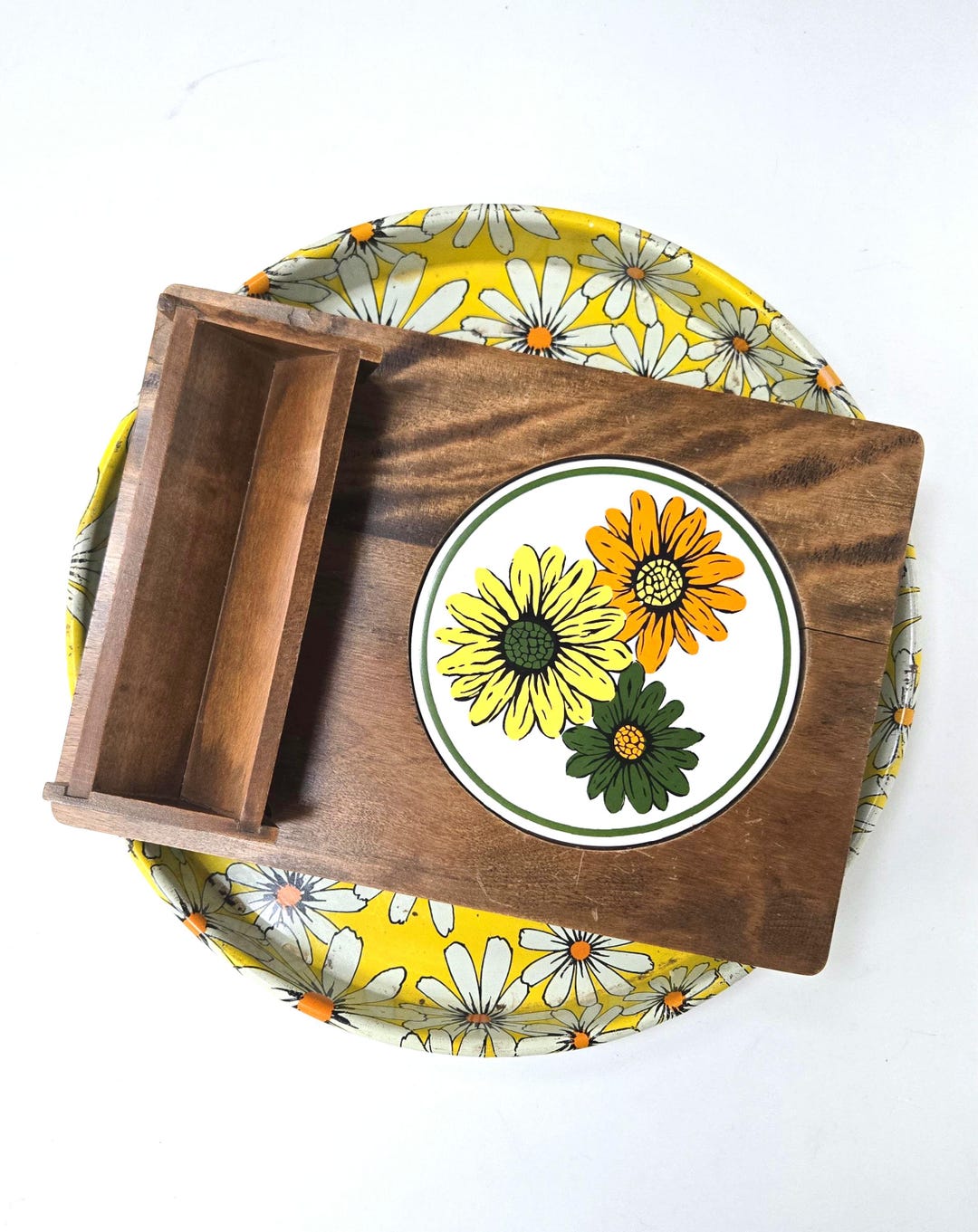 Vintage Gail Craft Japan Wood & Daisy Trivet Charcuterie Board, No ...