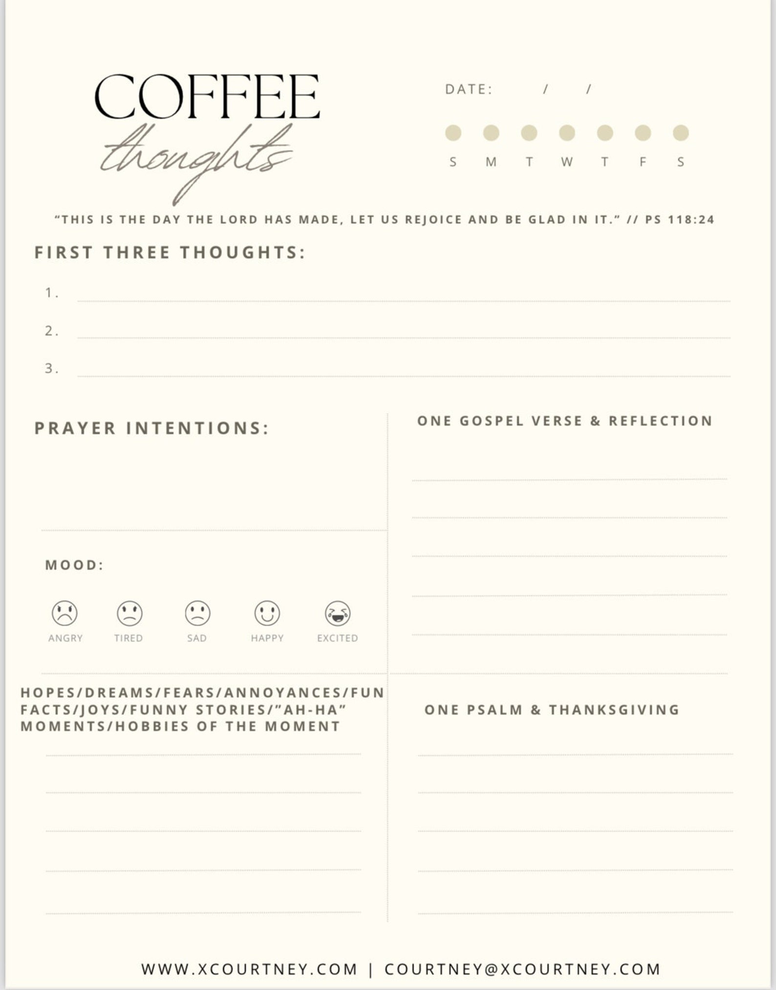 Coffee Thoughts - Journal Template for Daily Use - Etsy