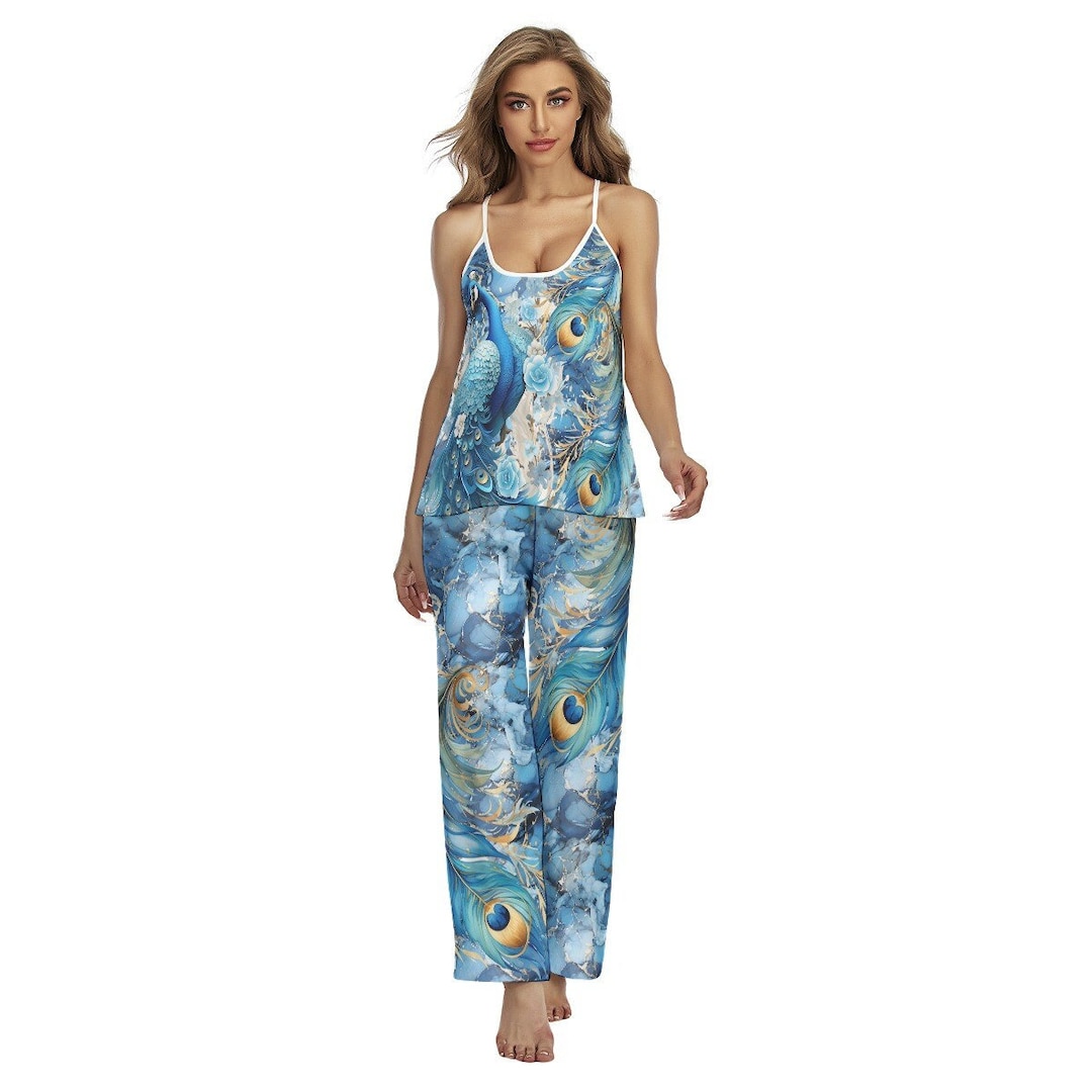 Peacock Paradise Women's Cami Pajamas Set Stylish Etsy