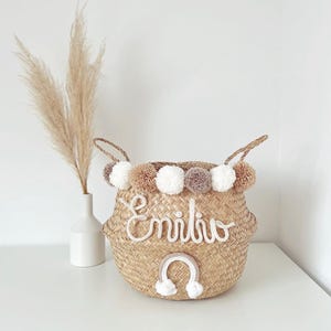 Seegraskorb mit Schriftzug personalisiert Taufgeschenk,Kinderzimmerdeko,Geburtsgeschenk,Babyparty,Aufbewahrung,Babyzimmerdeko,Geburt,Deko