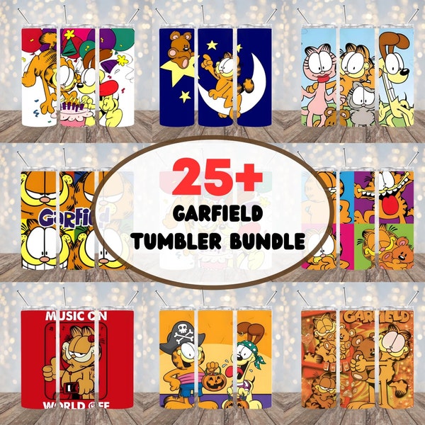 Plus de 25 paquets d'emballages pour verres THE GARFIELD MOVIE, 20 oz maigre, dessin animé Garfield, design sublimation de gobelets, emballages pour gobelets pour enfants, fichier png
