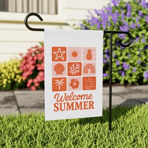Welcome Summer Garden Flag, Summer Garden Banner, Garden Decor, Yard Decor, Gift for New Home Owner, Outdoor Decoration, Cute Summer Flag