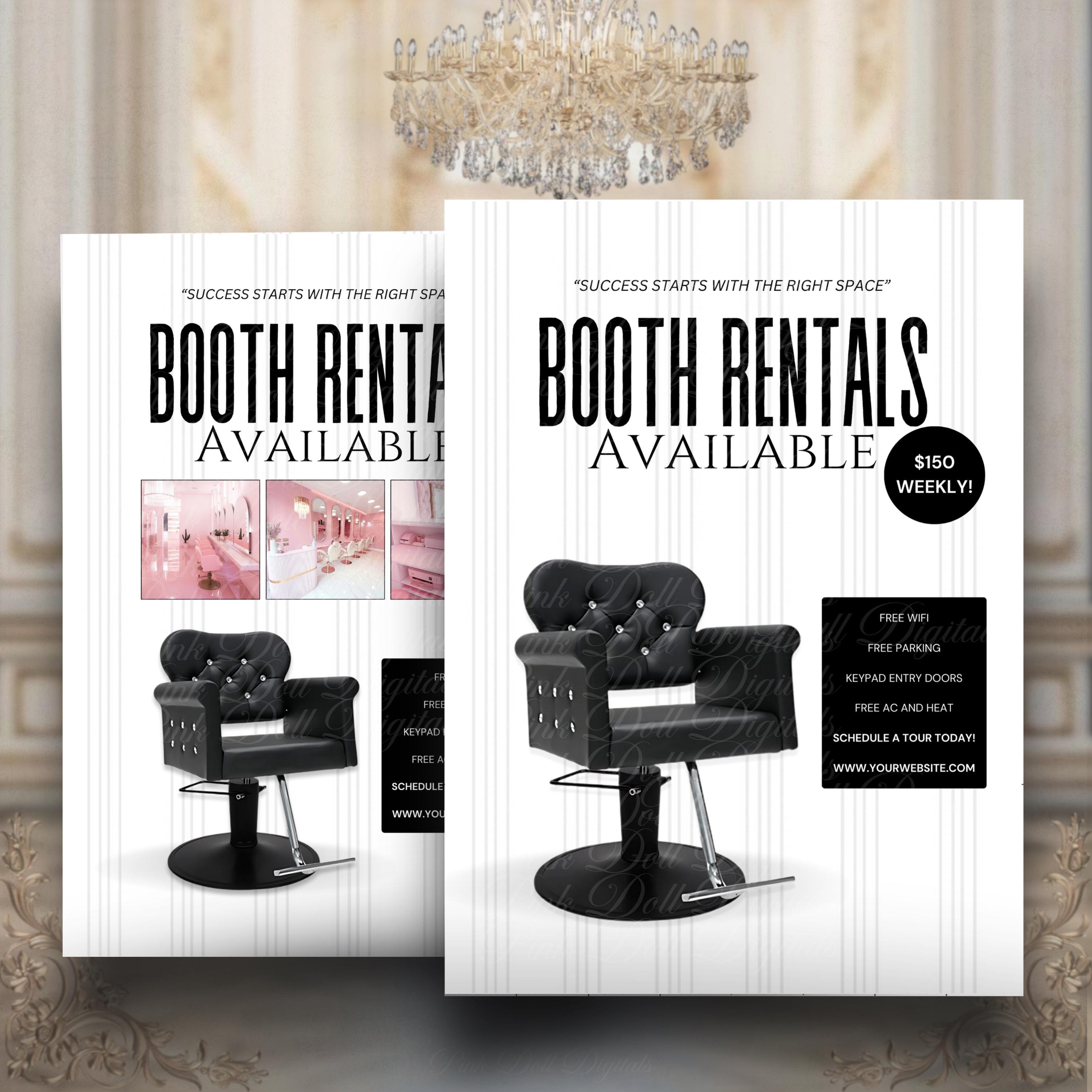 For Rent Sign Rent A Chair Hair Salon Booth Rental Flyer Booths