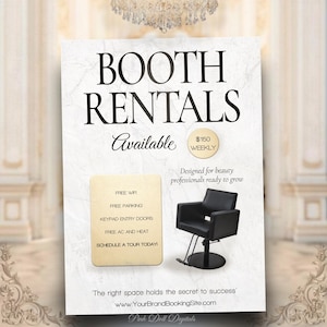 Booth Rentals Flyer, Social Media Beauty Business Marketing, Rental, Beautician Salon Rentals, Suite Rentals, Boot Roots Flyer
