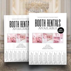 Tear-Off Booth Rental Flyer, Beautician Suite Rentals, Event Vendor Marketing, Editable Trade Show Flyer, Customizable 2-Template Set