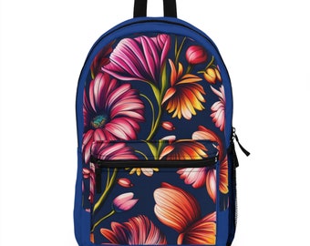 Backpack, School Backpack, Unisex Backpack, Blau Backpack, Flowers