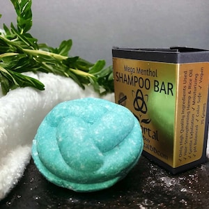 Mega Menthol Shampoo Bar, Sustainable Solid Shampoo, Travel Shampoo, Zero Waste, Oily Hair Shampoo, Curly Hair Shampoo, Hemp & Rice Protein