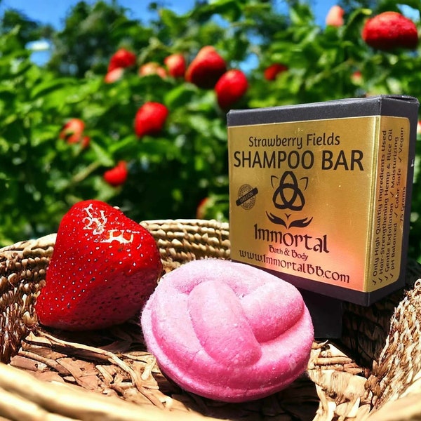 Strawberry Fields Shampoo Bar, Sustainable Solid Shampoo, Travel Shampoo, Zero Waste, Oily Hair Shampoo, Curly Hair Shampoo, Hemp Protein