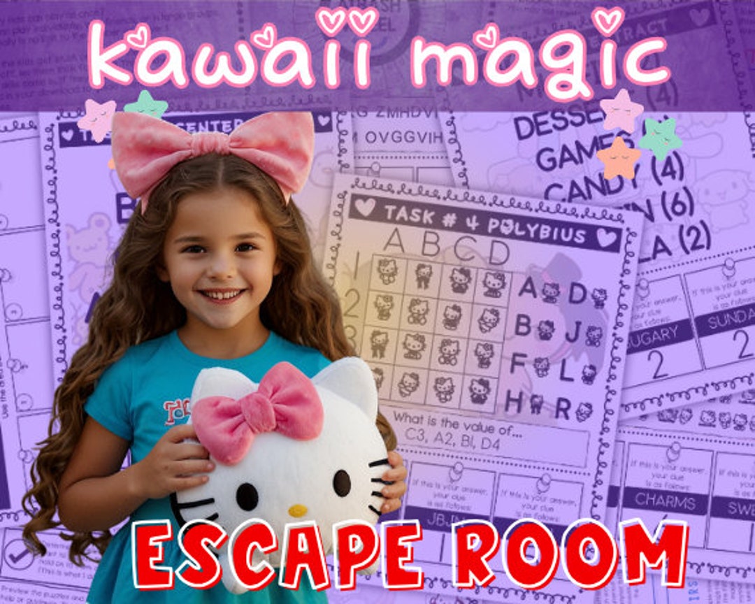Printable Escape Room Game for Ages 12-15 Adorable Kawaii-themed ...