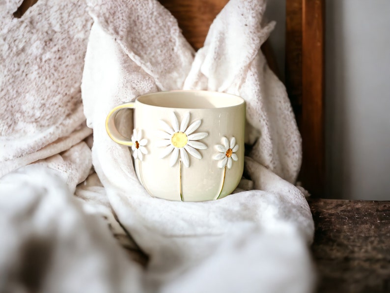 Handmade Ceramic Mug with Custom Wood Slice Gift Box, 12 oz 350ml, Coffee Tea Cup, 24K Gold Plated Pottery Birthday Valentines Mothers Day image 5