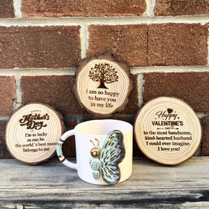 Handmade Ceramic Mug with Custom Wood Slice Gift Box, 8.5 oz 250ml, Coffee Tea Cup 24K Gold Plated Pottery Birthday Valentines Mothers Day image 7