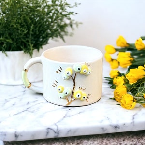 Handmade Ceramic Mug with Custom Wood Slice Gift Box, Coffee Tea Cup, 7 oz 200ml , 24K Gold Plated Pottery Birthday Valentines Mothers Day image 7