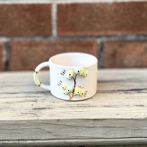 Handmade Ceramic Mug with Custom Wood Slice Gift Box, Coffee Tea Cup, 7 oz 200ml , 24K Gold Plated Pottery Birthday Valentines Mothers Day image 6