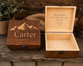 Personalized Wooden Keepsake Box for Men, Engraved Memory Box, Custom Gift for Him, Husband Gift, Boyfriend Gift, Dad Gift, Anniversary Gift