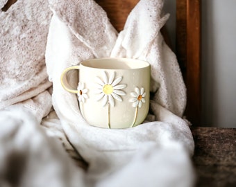 Handmade Ceramic Mug with Custom Wood Slice Gift Box, 12 oz (350ml), Coffee Tea Cup, 24K Gold Plated Pottery Birthday Valentines Mothers Day