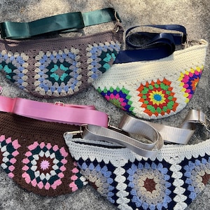 Crochet Granny Square Crossbody Bag, Handmade Crochet Bag, Boho Bag, Crochet Tote, Gift for Her, Valentines Gift, Afghan Bag