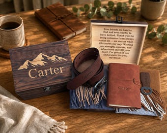 Personalized Men's Gift Box, Custom Engraved Gift for Him, Groomsmen Gift Box, Birthday Gift for Dad Husband Boyfriend, Wooden Keepsake Box