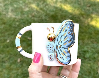 Personalized Handmade Ceramic Mug 12oz Coaster Teas Gift Box Set - Unique Pottery Coffee Tea Cup for Birthday & Valentine's Day Gift