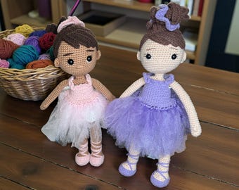 Handmade Crochet Ballerina Doll, Amigurumi Plush Toy, Nursery Decor